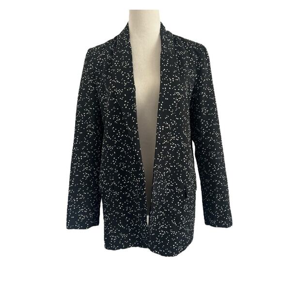 ASTR The Label Blazer Womens Small Black White Dots Open Front Workwear Office - Picture 1 of 12